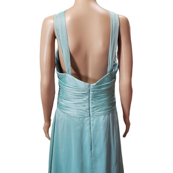Belsoie Twisted Halter Tiffany Chiffon Gown Size 12 - Picture 7 of 16